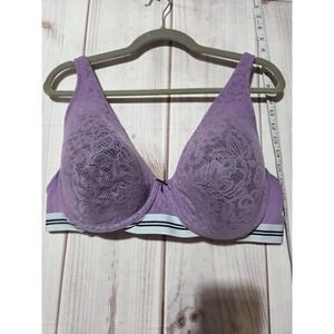 Cacique Bra Womens 42D Purple Lightly Lined Full Coverage Underwire Lace Support